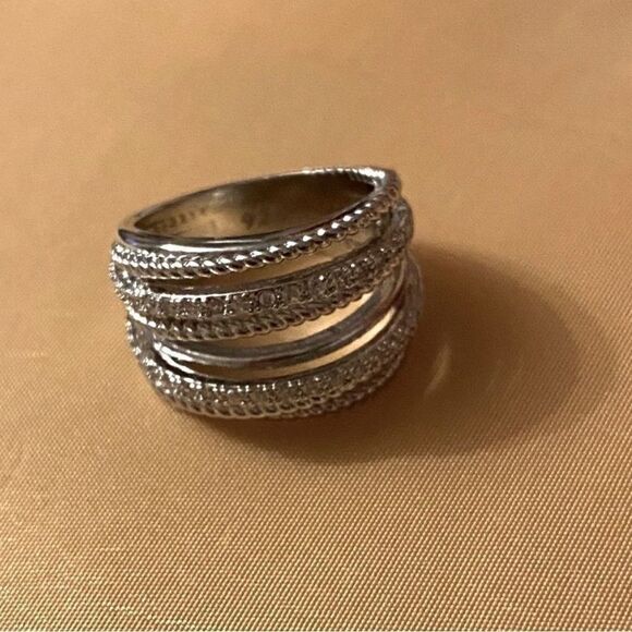 The Moderne Statement band ring in 925 & white sapphire sz 5 - Picture 7 of 8